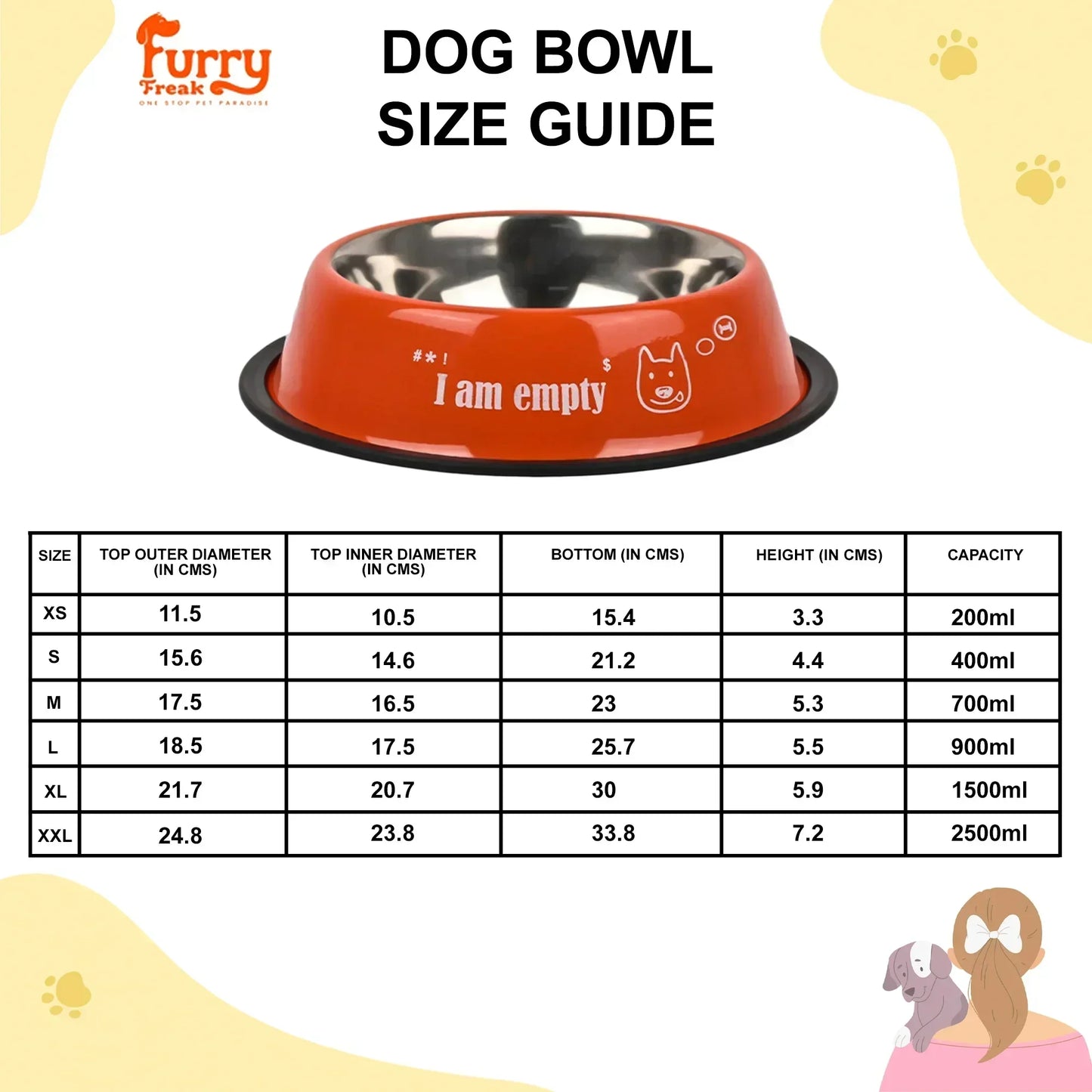 Furry Freak Yellow Stainless Steel Dog & Cat Bowl – Eat. Sleep. Repeat. Design - Furry Freak
