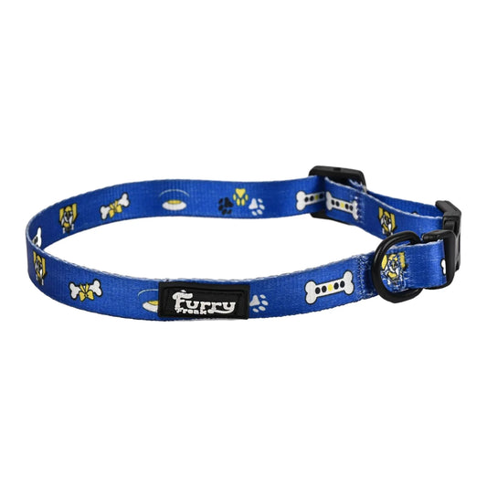 Furry Freak Adjustable Blue Dog Collar – Durable Nylon with Fun Prints 🐕 - Furry Freak