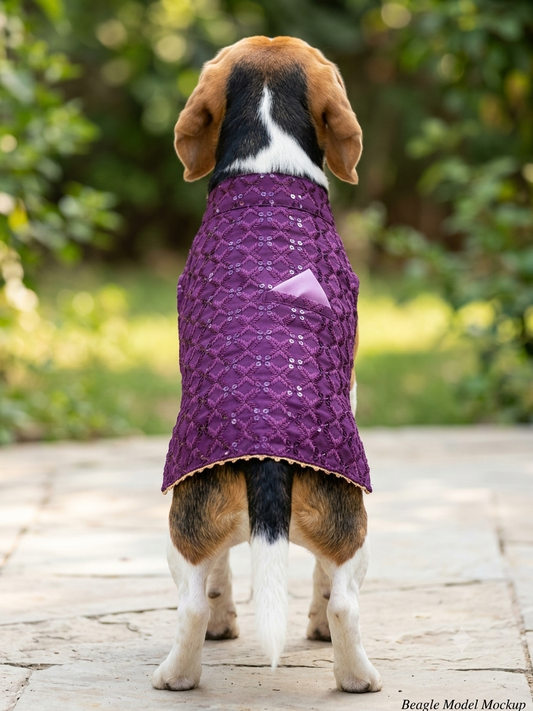 Royal Purple Embroidered Ethnic Kurta / Sherwani Jacket for Dogs