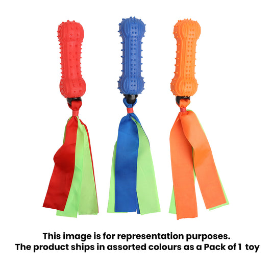 Ribbon Bone Chew Toy for Dogs – Durable Rubber with Interactive Sound