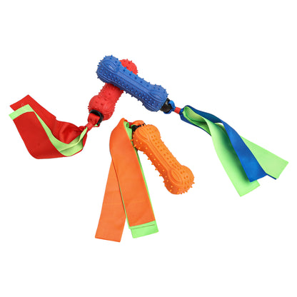 Ribbon Bone Chew Toy for Dogs – Durable Rubber with Interactive Sound