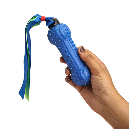 Ribbon Bone Chew Toy for Dogs – Durable Rubber with Interactive Sound