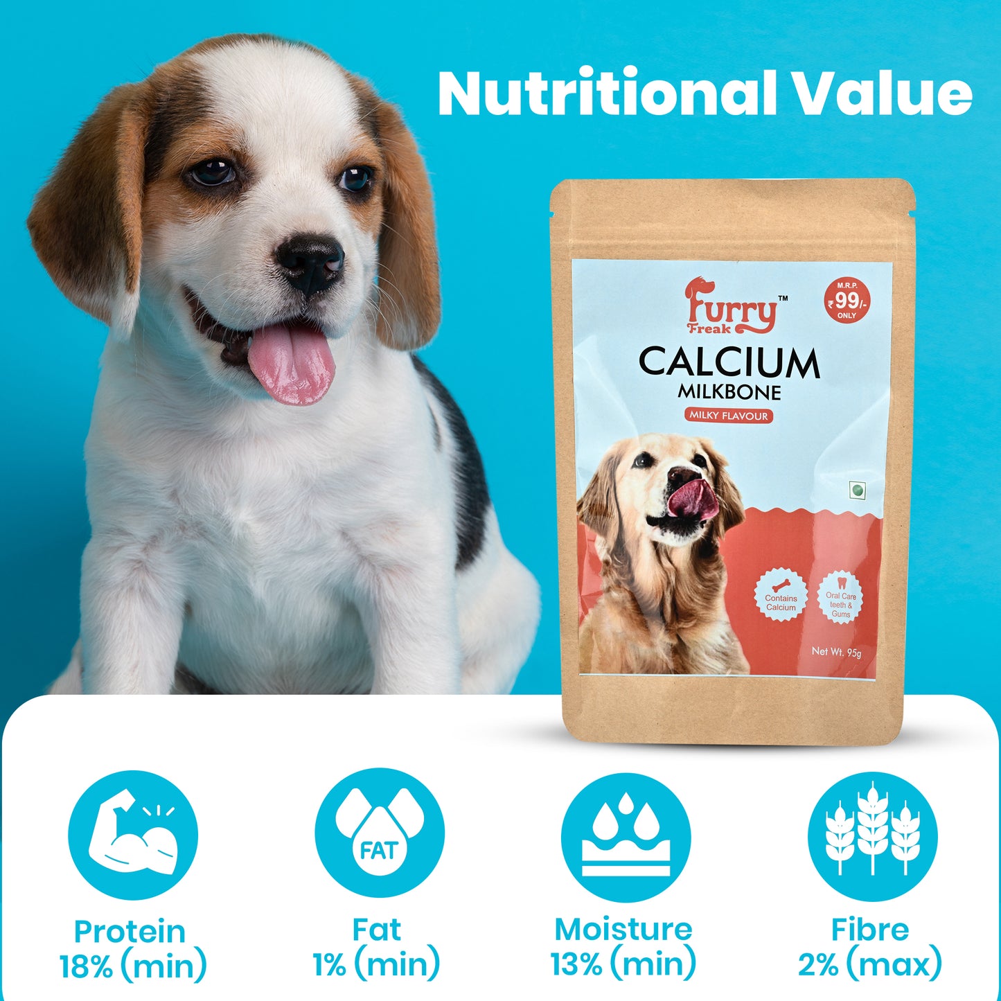 🦴 Furry Freak Calcium Milk Bone – Milky Flavour Dog Treats (95g) - Furry Freak