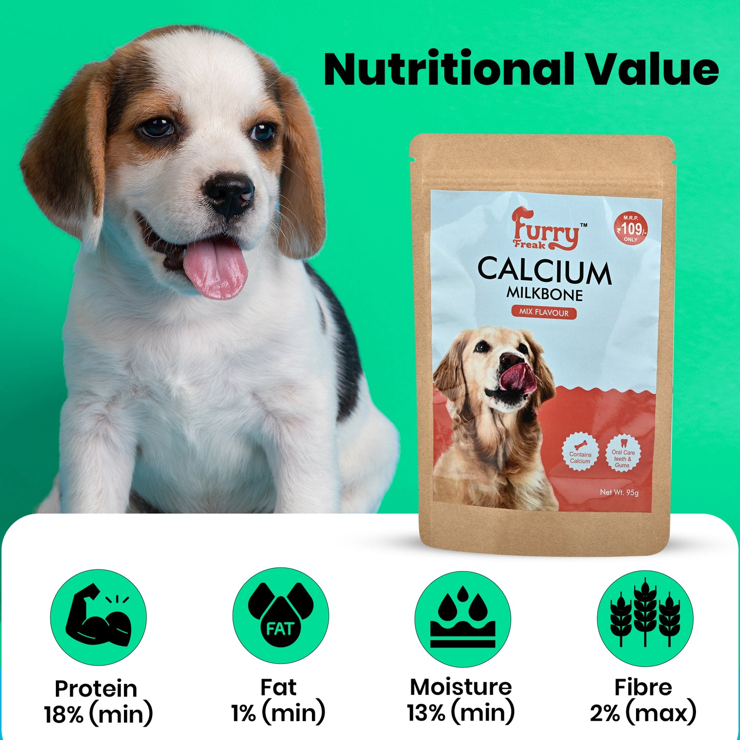 🦴 Furry Freak Calcium Milk Bone – Mix Flavour Dog Treats (95g) - Furry Freak