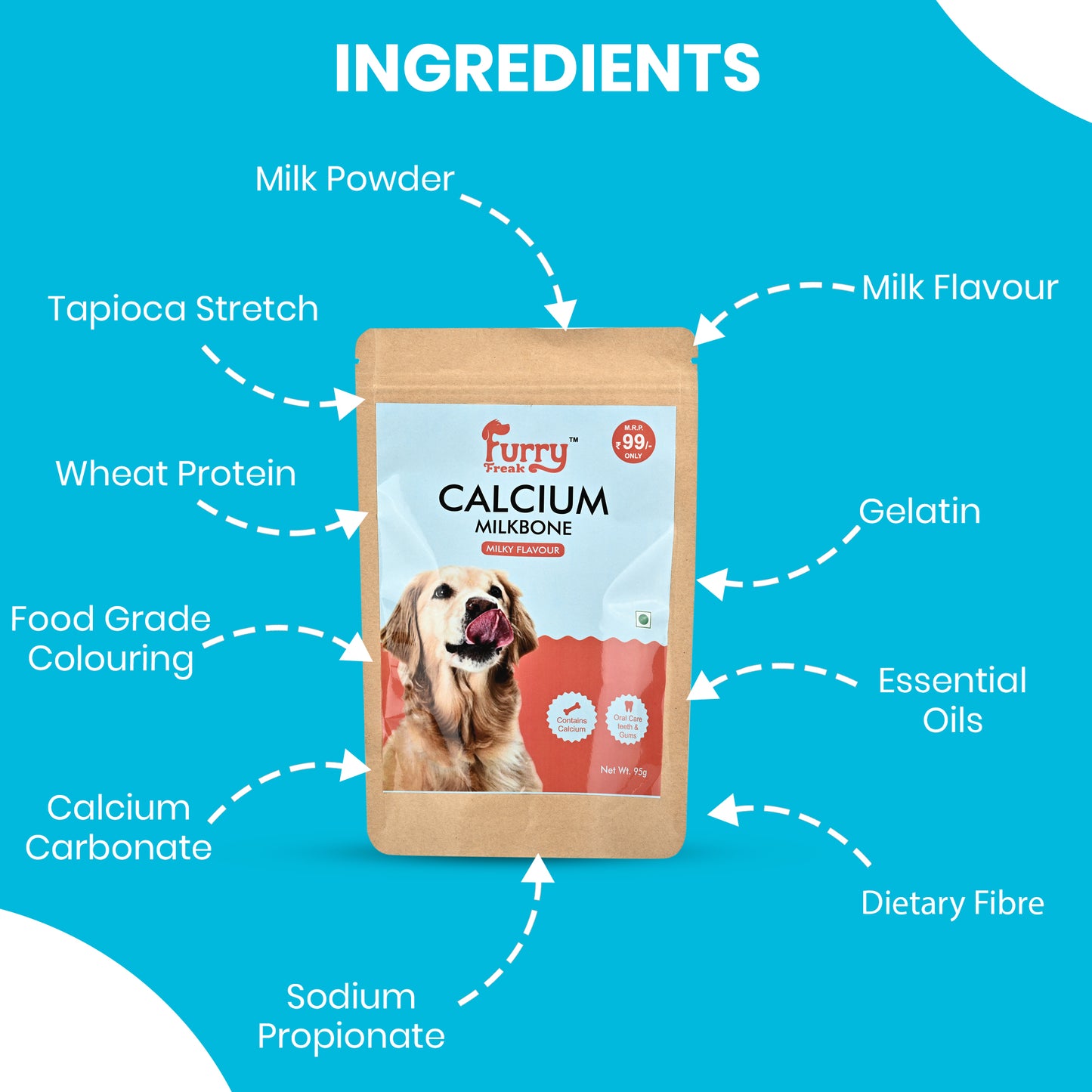 🦴 Furry Freak Calcium Milk Bone – Milky Flavour Dog Treats (95g) - Furry Freak
