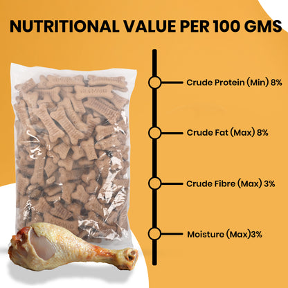 Furry Freak Chicken Flavour Dog Biscuits – Crunchy, Nutritious & Tail-Wagging Good! 🦴 (1 KG) - Furry Freak