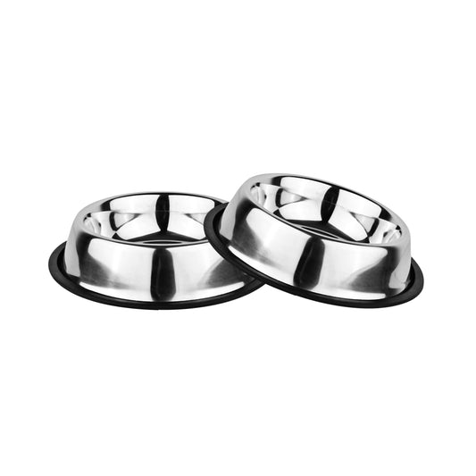 Furry Freak Stainless Steel Anti-Skid Pet Bowl – Durable Feeding Bowl for Dogs & Cats (Pack of 2)