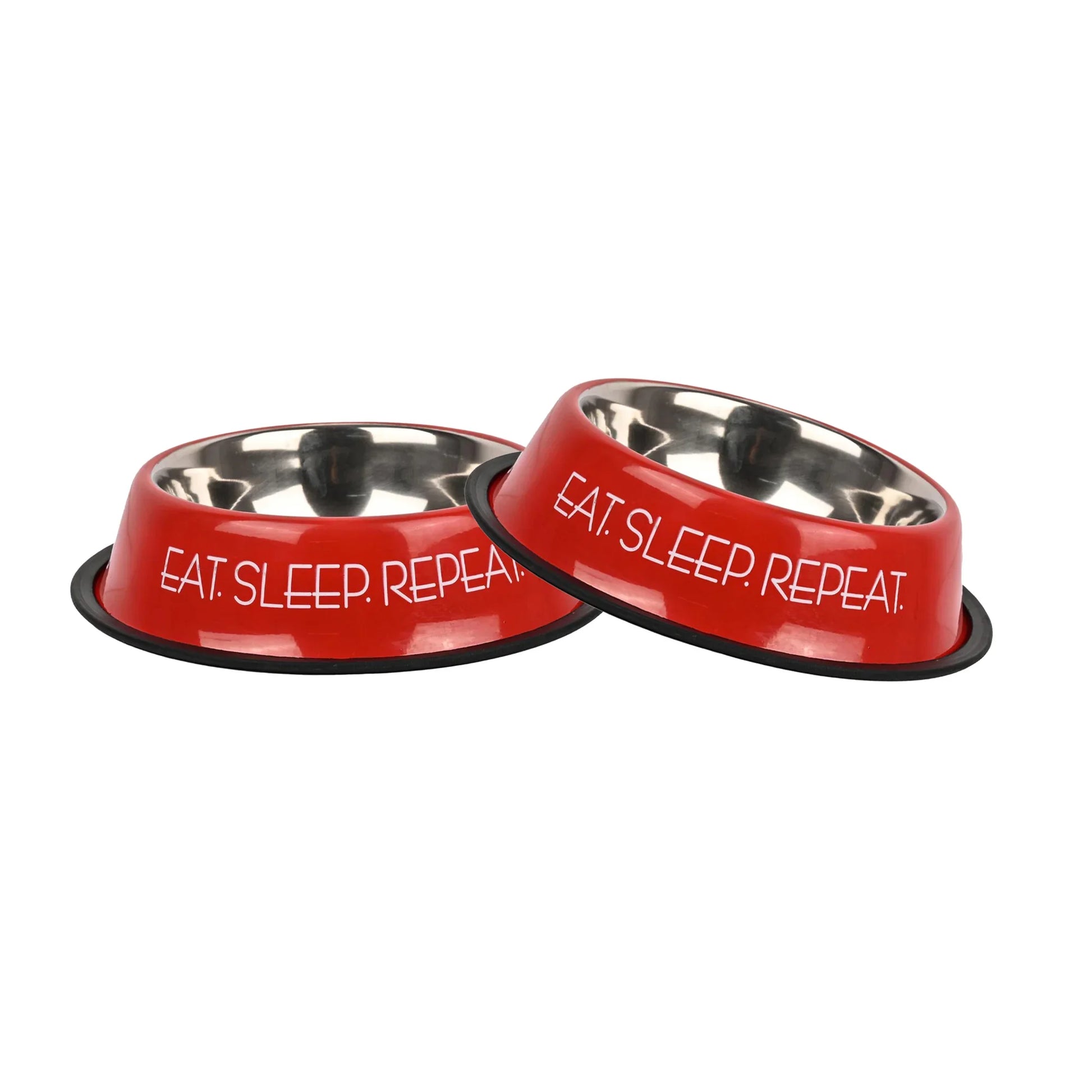 Furry Freak Stylish Red Stainless Steel Pet Bowl for Dogs & Cats – Anti-Skid Feeding Dish (Pack of 2) - Furry Freak