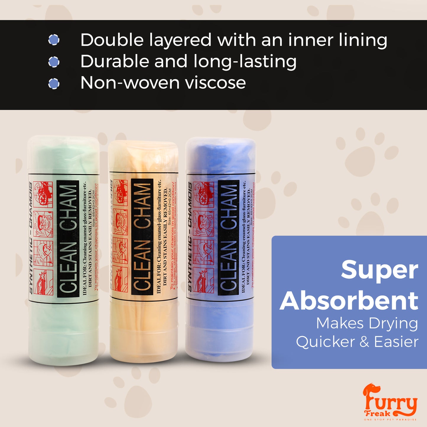 Clean Cham Super Dry Absorption towels for Dogs and Cats