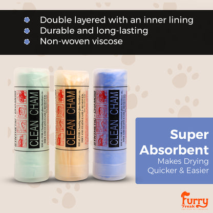 Clean Cham Super Dry Absorption towels for Dogs and Cats