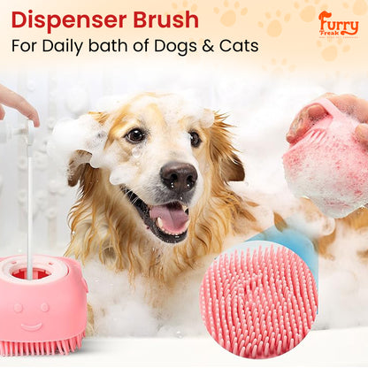 Furry Freak Silicone Multi-Functional Bath Brush – Shampoo Dispenser & Massager for Dogs and Cats