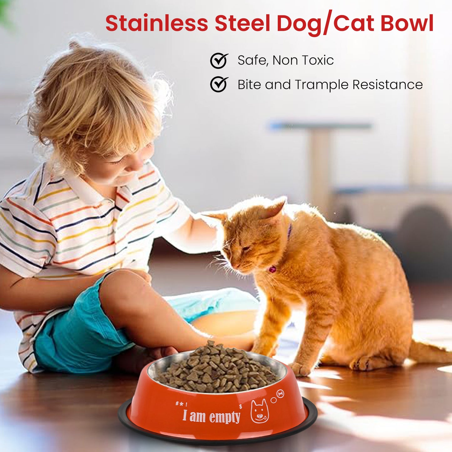 Furry Freak Durable Stainless Steel Dog Bowl with Non-Skid Base – Funny Prints