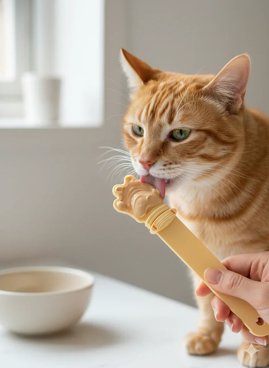 Furry Freak Paw Print Lickable Cat Treat Spoon – Mess-Free Dispenser for Healthy Snacking