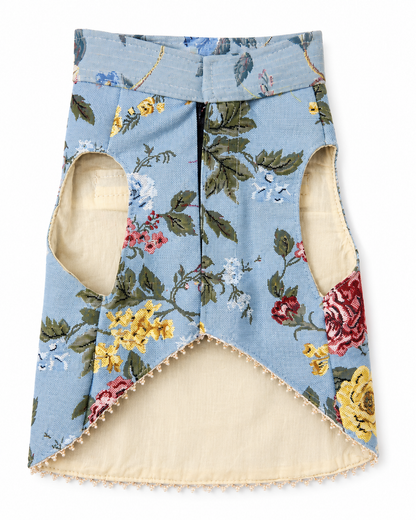 Vintage Floral Tapestry Dog Vest – Soft Blue | Premium Designer Pet Apparel