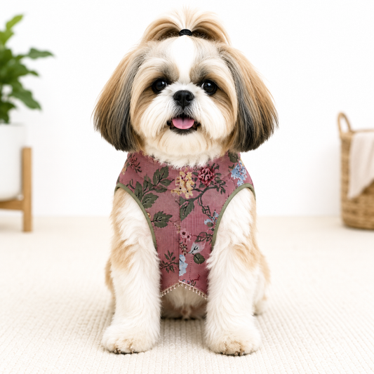 Vintage Floral Tapestry Dog Vest | Premium Designer Pet Apparel
