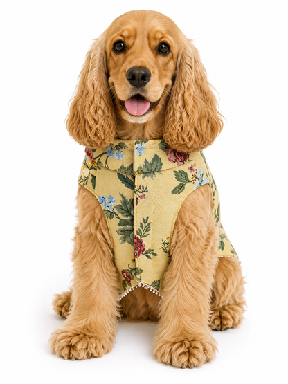 Vintage Floral Tapestry Dog Vest – Warm Gold | Premium Designer Pet Apparel