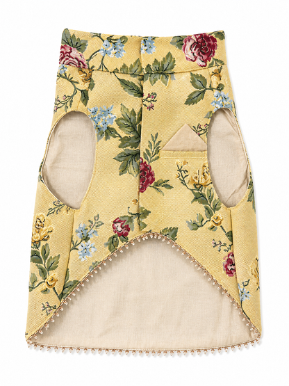Vintage Floral Tapestry Dog Vest – Warm Gold | Premium Designer Pet Apparel