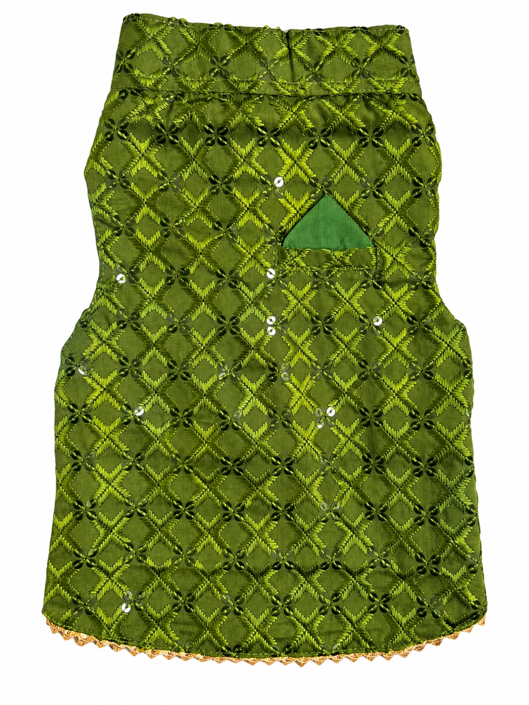 Olive Green Embroidered Ethnic Kurta / Sherwani Jacket for Dogs