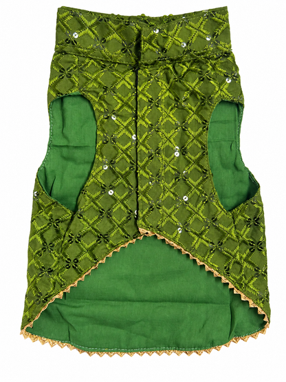 Olive Green Embroidered Ethnic Kurta / Sherwani Jacket for Dogs