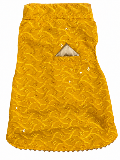 Bright Yellow Embroidered Ethnic Kurta / Sherwani Jacket for Dogs