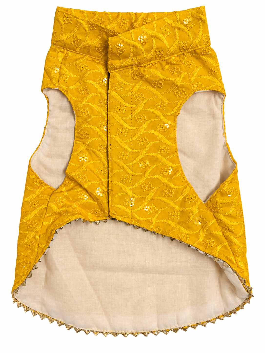 Bright Yellow Embroidered Ethnic Kurta / Sherwani Jacket for Dogs
