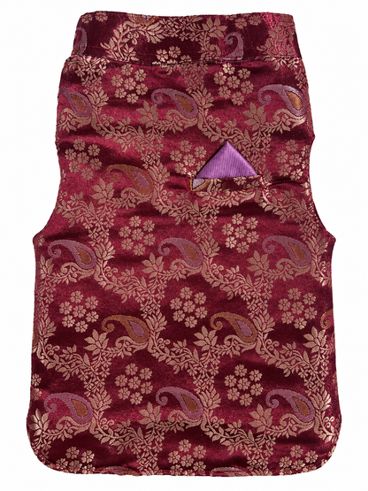 Maroon & Gold Brocade Ethnic Kurta / Sherwani Jacket for Dogs