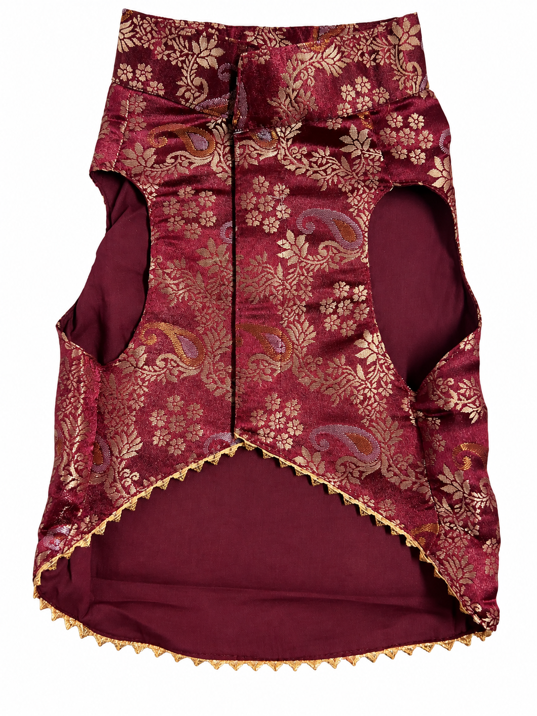 Maroon & Gold Brocade Ethnic Kurta / Sherwani Jacket for Dogs
