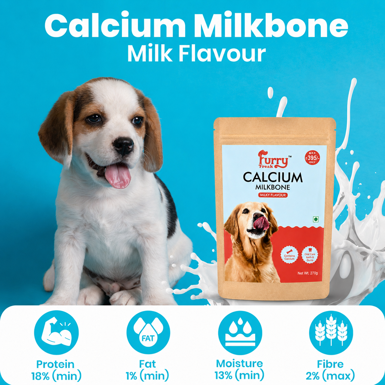 🦴 Furry Freak Calcium Milk Bone – Milky Flavour Dog Treats (270g)