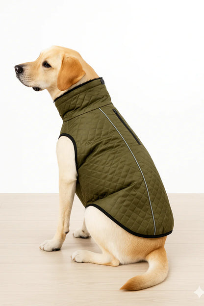 Quilted Dog Jackets For Winters - Green