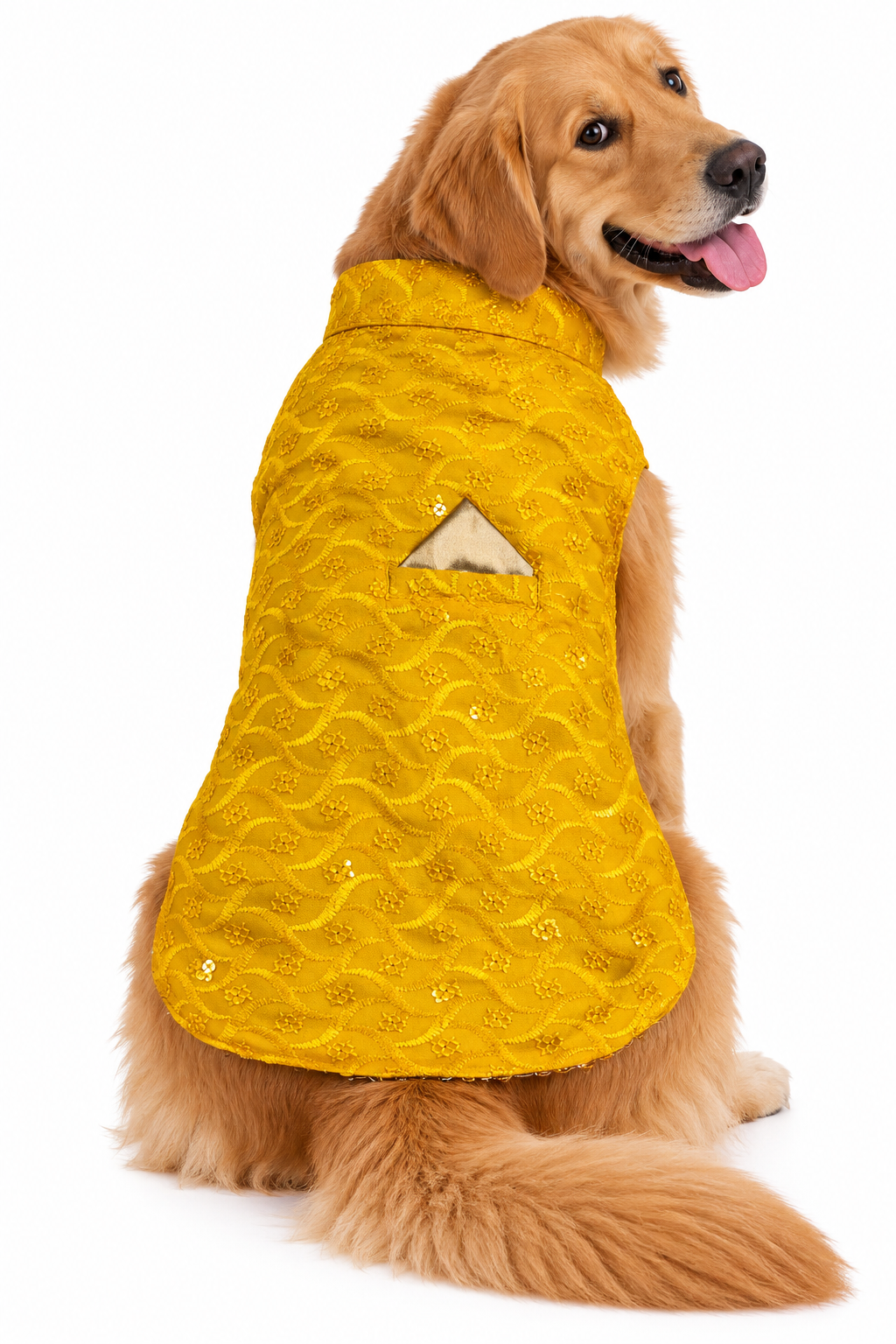 Bright Yellow Embroidered Ethnic Kurta / Sherwani Jacket for Dogs