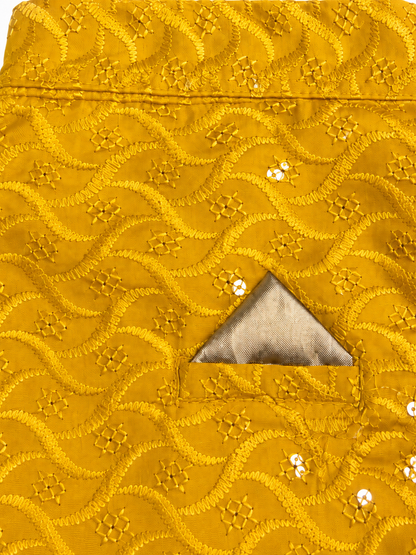 Bright Yellow Embroidered Ethnic Kurta / Sherwani Jacket for Dogs