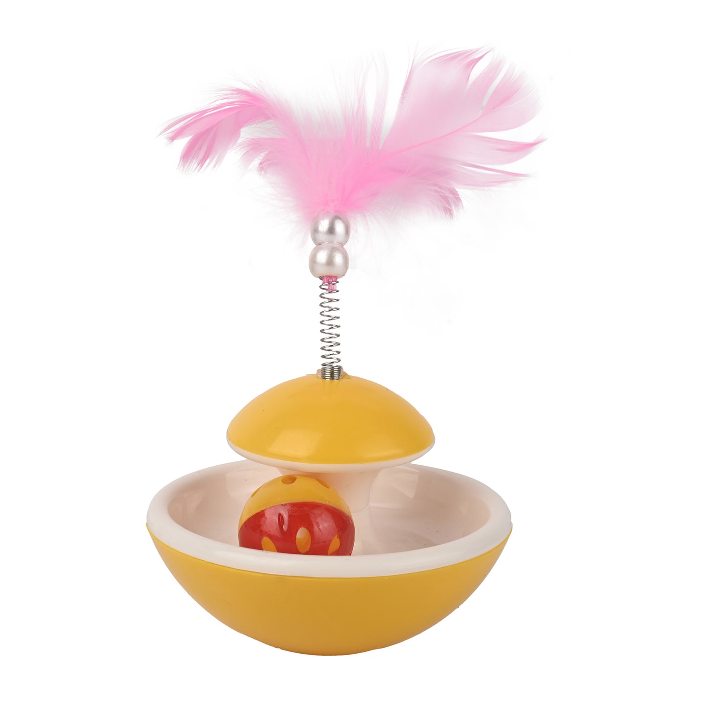 Cat Tumbler Toy with Feather & Rolling Ball – Interactive Cat Playtoy