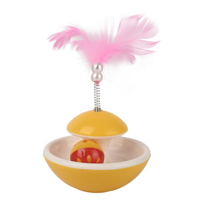 Cat Tumbler Toy with Feather & Rolling Ball – Interactive Cat Playtoy