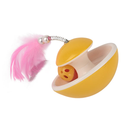 Cat Tumbler Toy with Feather & Rolling Ball – Interactive Cat Playtoy