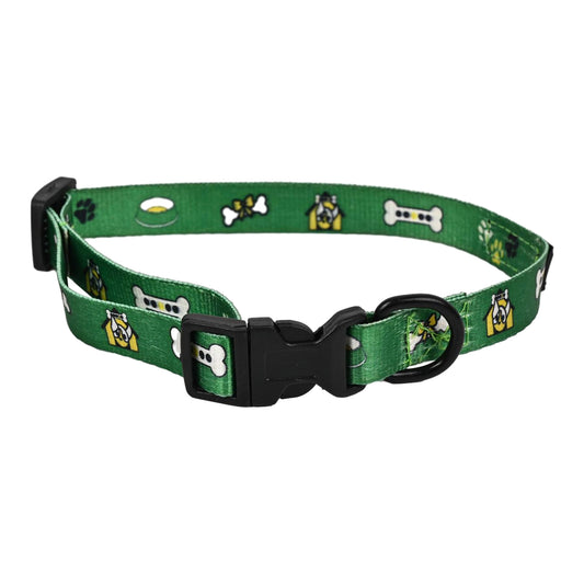 Furry Freak Everyday Dog Collar – Green Nylon with Quick-Release Buckle