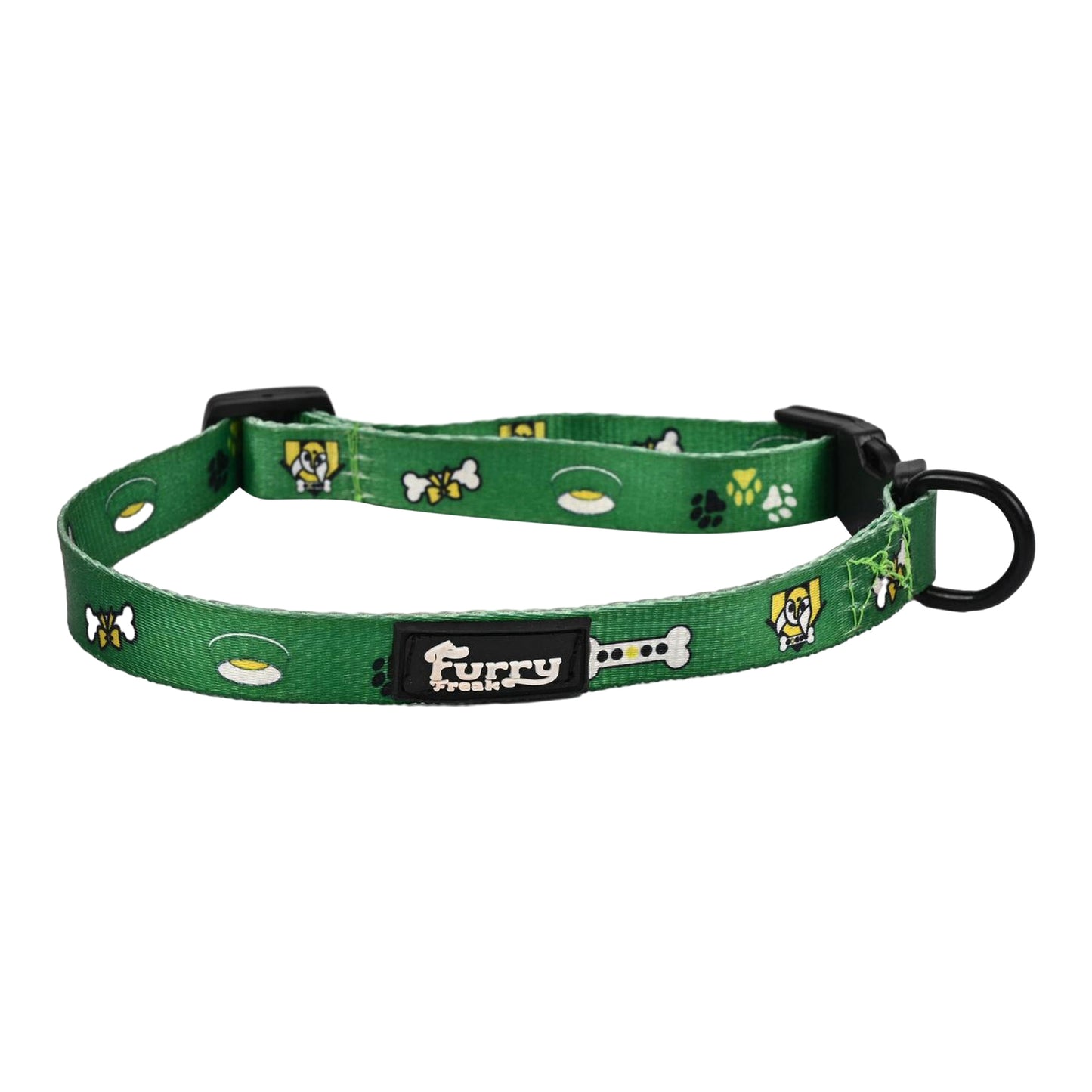 Furry Freak Everyday Dog Collar – Green Nylon with Quick-Release Buckle