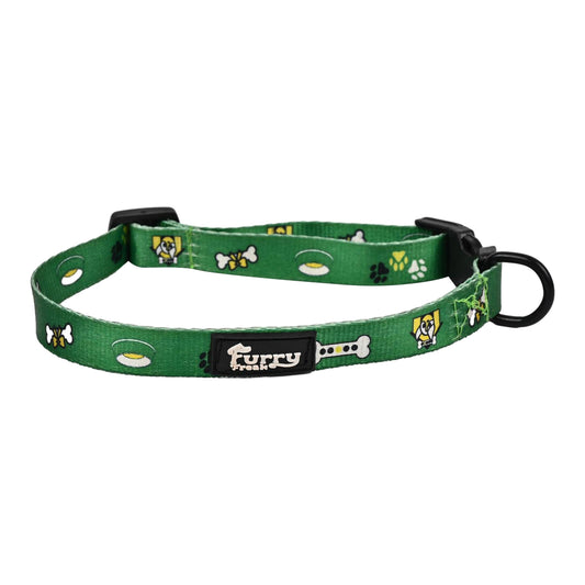 Furry Freak Everyday Dog Collar – Green Nylon with Quick-Release Buckle