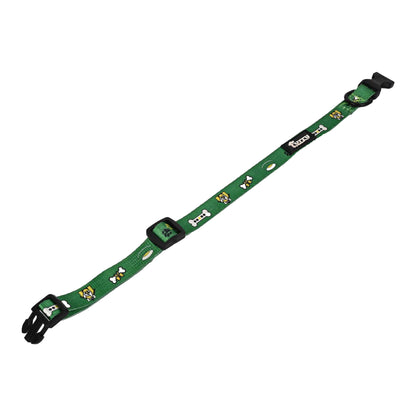 Furry Freak Everyday Dog Collar – Green Nylon with Quick-Release Buckle