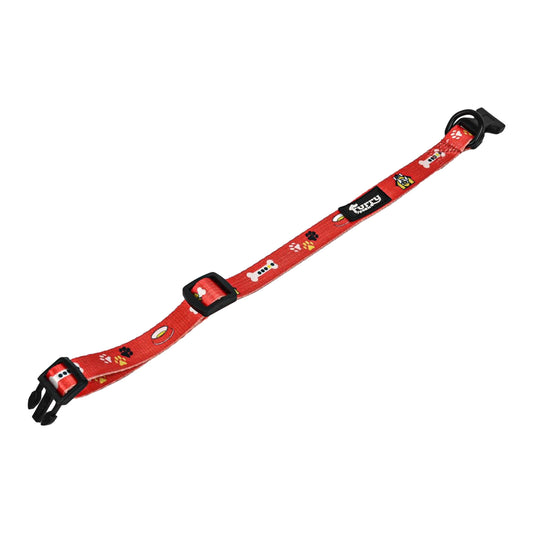 Furry Freak Red Adjustable Dog Collar – Strong Nylon with Cute Prints