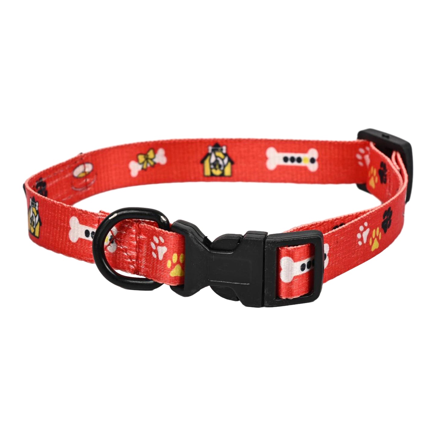 Furry Freak Red Adjustable Dog Collar – Strong Nylon with Cute Prints