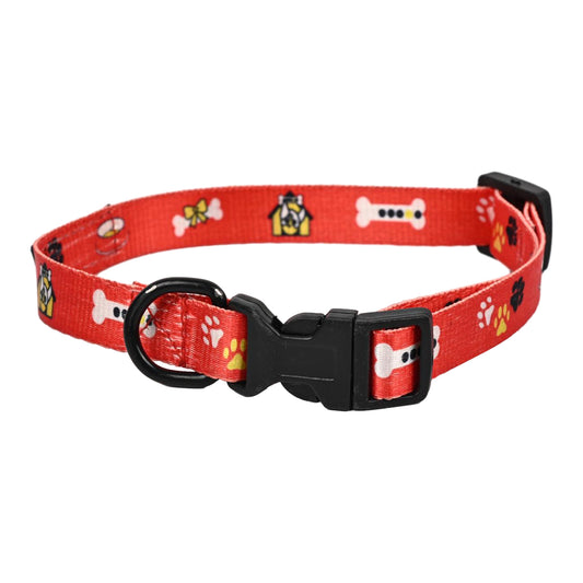 Furry Freak Red Adjustable Dog Collar – Strong Nylon with Cute Prints