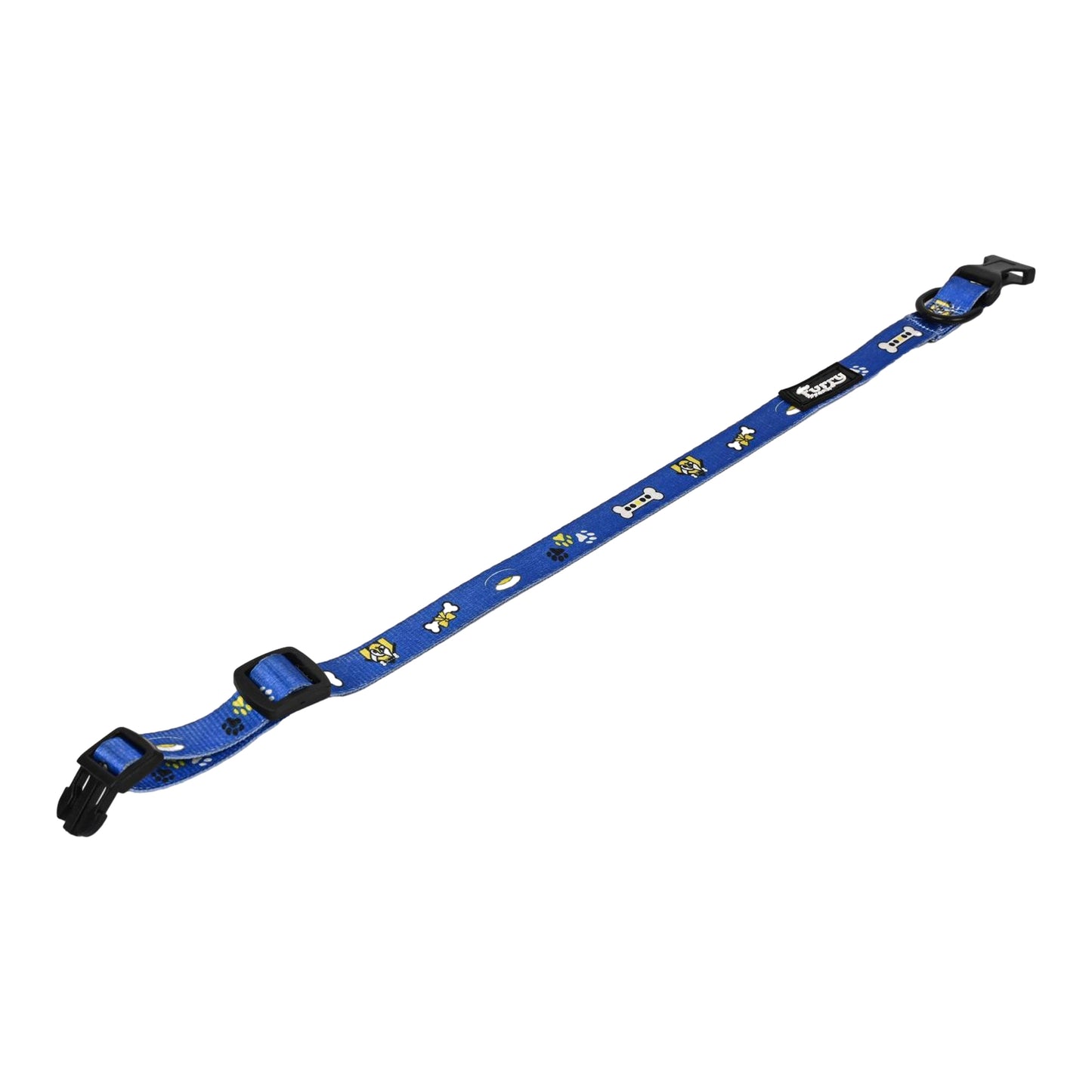 Furry Freak Adjustable Blue Dog Collar – Durable Nylon with Fun Prints 🐕