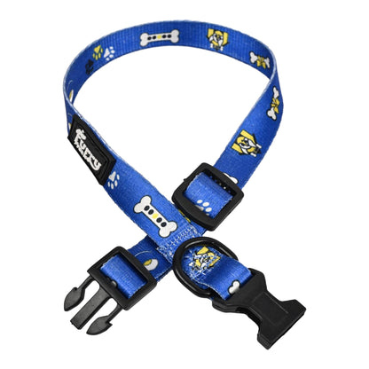 Furry Freak Adjustable Blue Dog Collar – Durable Nylon with Fun Prints 🐕
