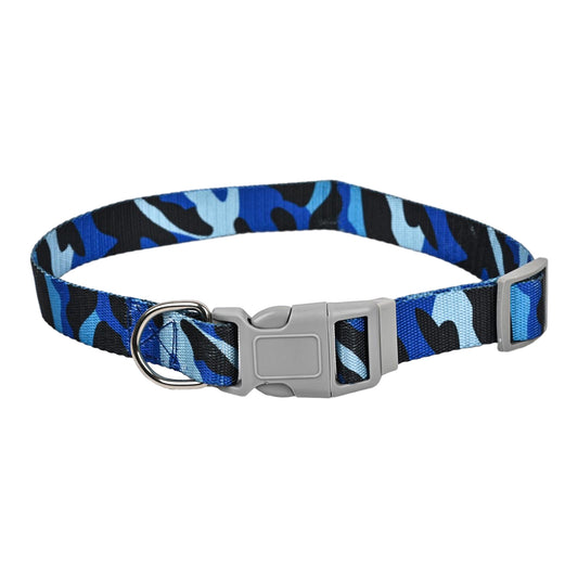 Furry Freak Blue Camouflage Adjustable Dog Collar