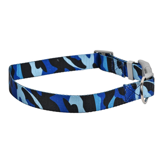 Furry Freak Blue Camouflage Adjustable Dog Collar