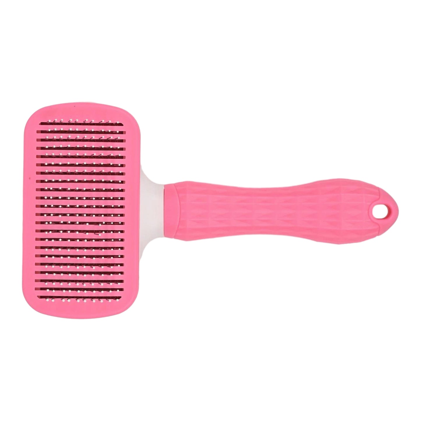 Self-Cleaning Slicker Brush for Dogs & Cats – Gentle De-Shedding Grooming Tool (Pink)