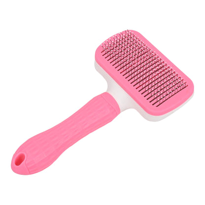Self-Cleaning Slicker Brush for Dogs & Cats – Gentle De-Shedding Grooming Tool (Pink)