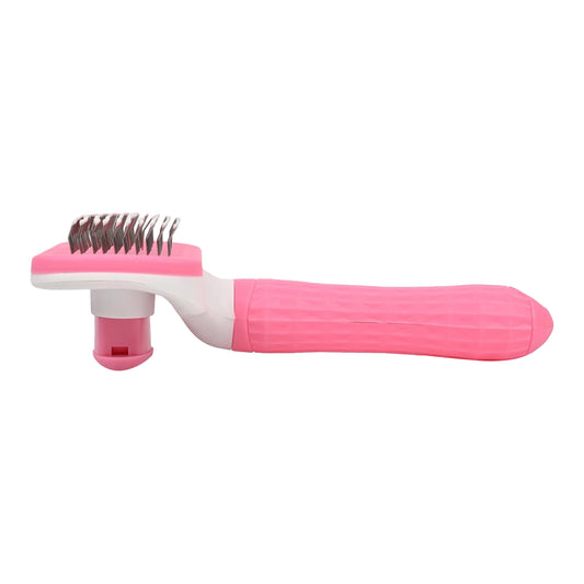 Self-Cleaning Slicker Brush for Dogs & Cats – Gentle De-Shedding Grooming Tool (Pink)