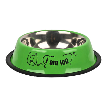 Furry Freak “I Am Empty” Stainless Steel Anti-Skid Dog & Cat Bowl (Pack of 2)