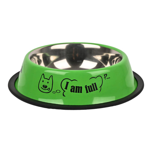 Furry Freak “I Am Empty” Stainless Steel Anti-Skid Dog & Cat Bowl (Pack of 2)